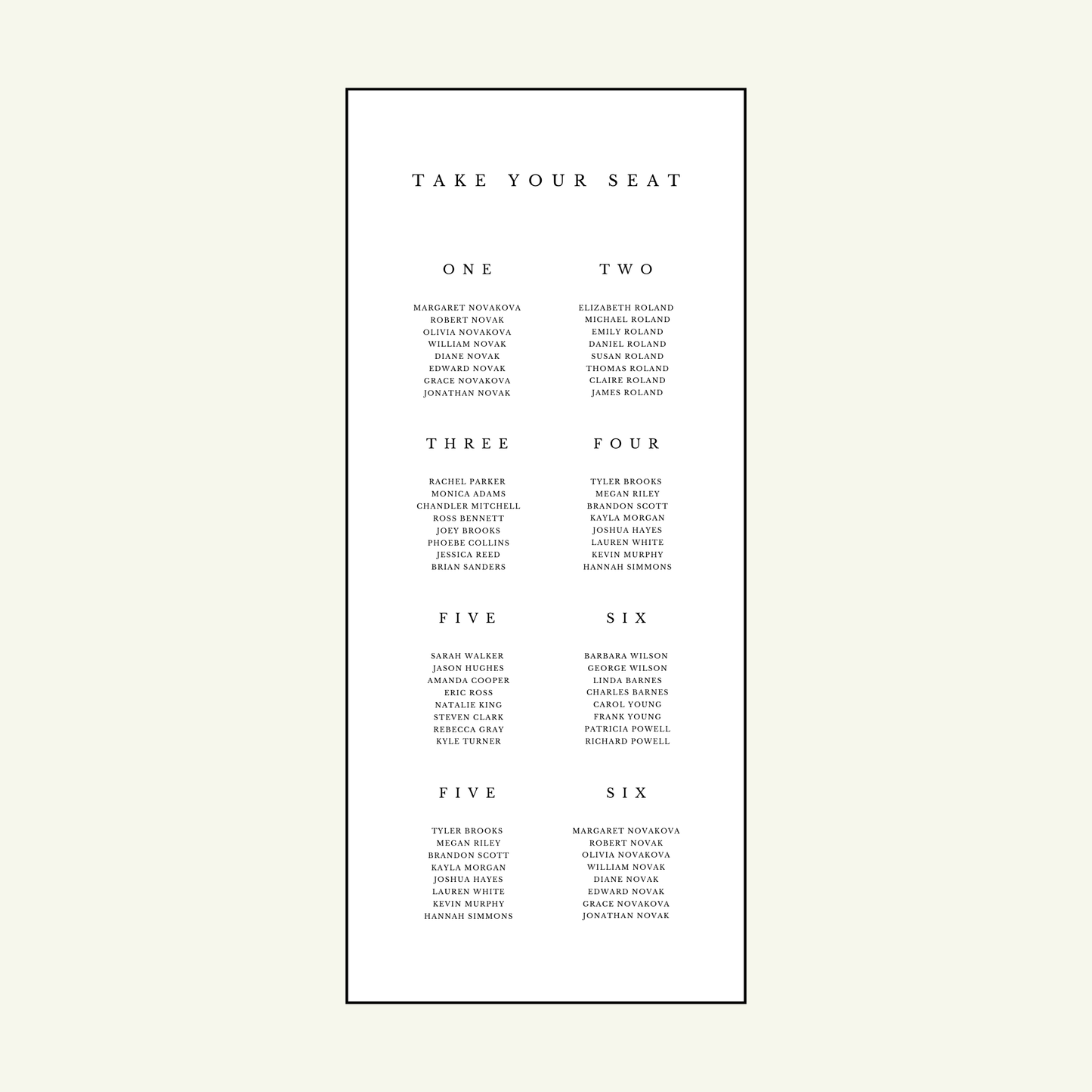 Seating Chart - Sierra